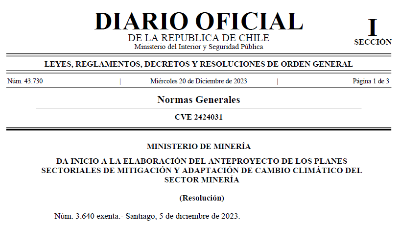 REX 3640/2023 del Ministerio de Minería